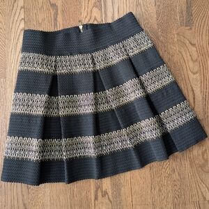 Black and Gold Metallic A-Line Mini Skirt